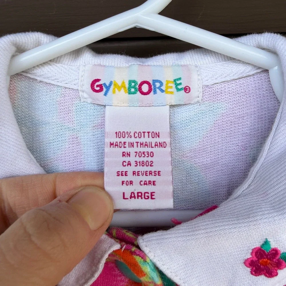 Gymboree Floral Dress Kids Size Large Pink Orange Teal Long Sleeve Button Front